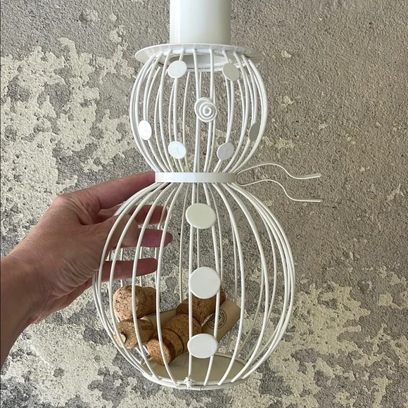 Metal! White Snowman and Black Wine Cork Holder Set - Picture 2 of 16